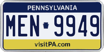 PA license plate MEN9949