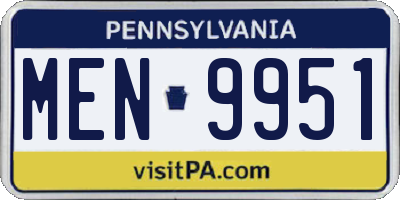 PA license plate MEN9951