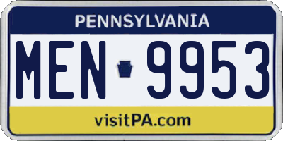 PA license plate MEN9953