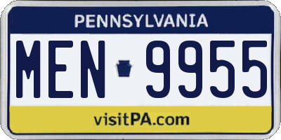 PA license plate MEN9955