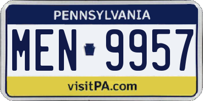 PA license plate MEN9957