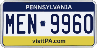 PA license plate MEN9960