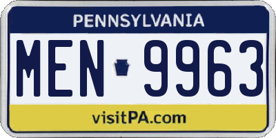 PA license plate MEN9963