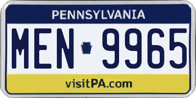PA license plate MEN9965