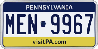 PA license plate MEN9967