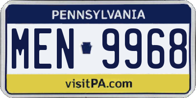PA license plate MEN9968