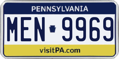 PA license plate MEN9969