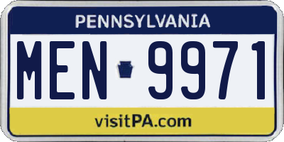 PA license plate MEN9971