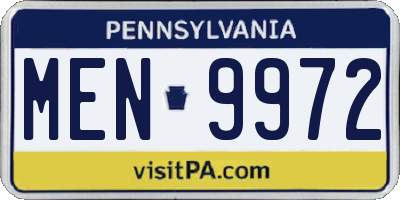 PA license plate MEN9972