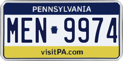 PA license plate MEN9974