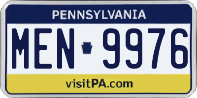 PA license plate MEN9976