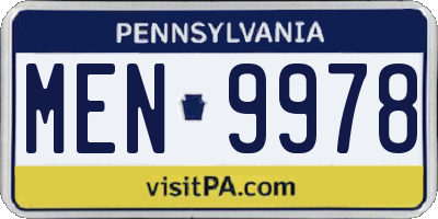 PA license plate MEN9978