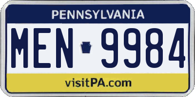 PA license plate MEN9984