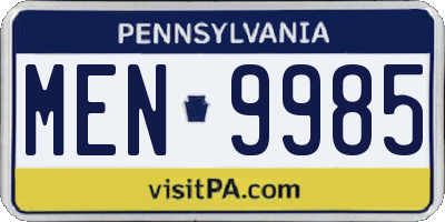 PA license plate MEN9985