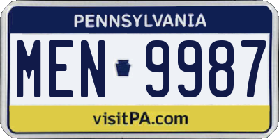 PA license plate MEN9987