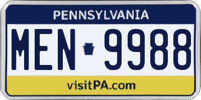 PA license plate MEN9988