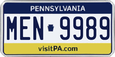 PA license plate MEN9989
