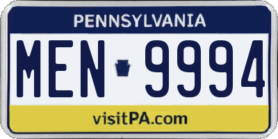 PA license plate MEN9994