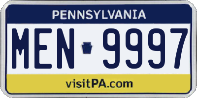 PA license plate MEN9997