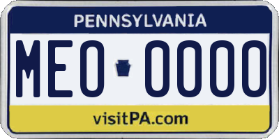 PA license plate MEO0000