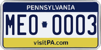 PA license plate MEO0003