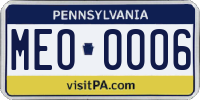PA license plate MEO0006