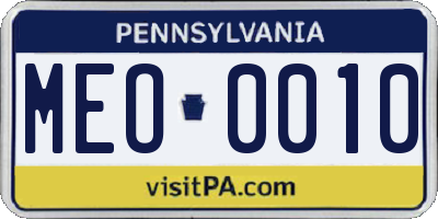 PA license plate MEO0010