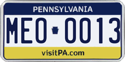 PA license plate MEO0013