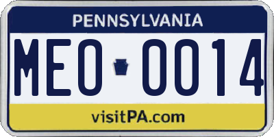 PA license plate MEO0014