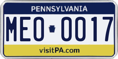 PA license plate MEO0017
