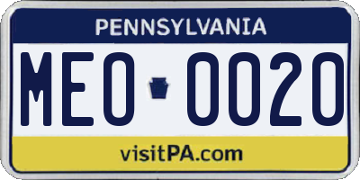 PA license plate MEO0020