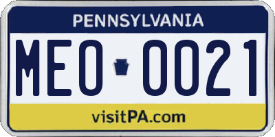 PA license plate MEO0021
