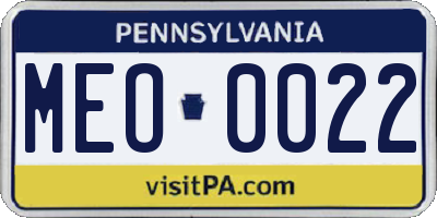 PA license plate MEO0022