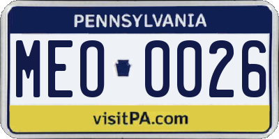 PA license plate MEO0026