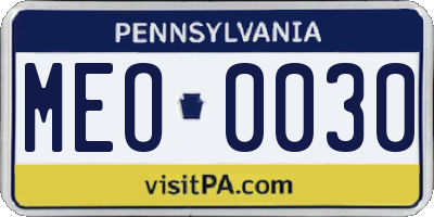 PA license plate MEO0030
