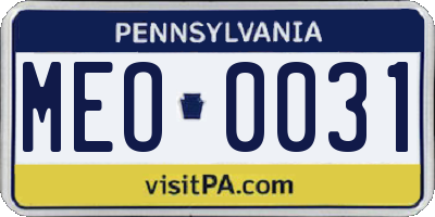 PA license plate MEO0031