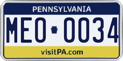 PA license plate MEO0034