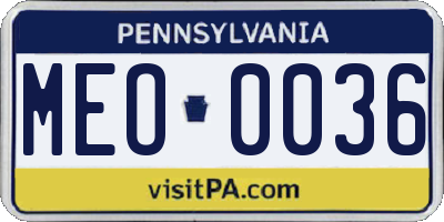 PA license plate MEO0036