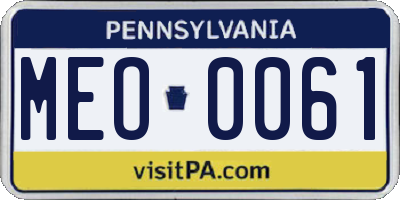 PA license plate MEO0061