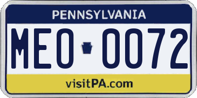 PA license plate MEO0072