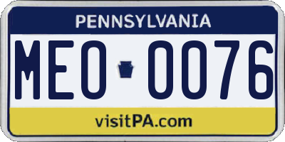 PA license plate MEO0076