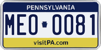PA license plate MEO0081
