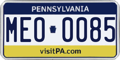 PA license plate MEO0085