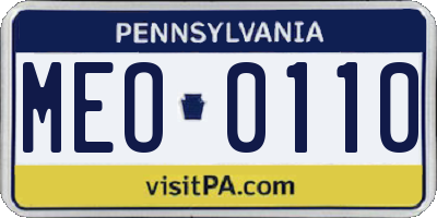 PA license plate MEO0110