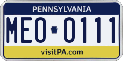 PA license plate MEO0111