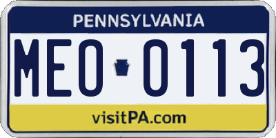 PA license plate MEO0113