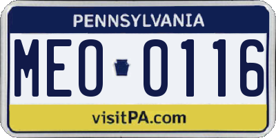 PA license plate MEO0116