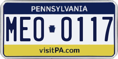 PA license plate MEO0117