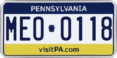 PA license plate MEO0118