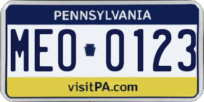 PA license plate MEO0123